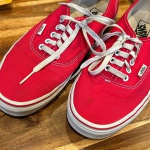 Red Vans Low Top Off The Walls Sneakers Size 10.5 mens/12 women’s